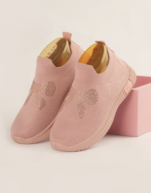 Rosy Comfort Knit Sneakers - Blush Pink