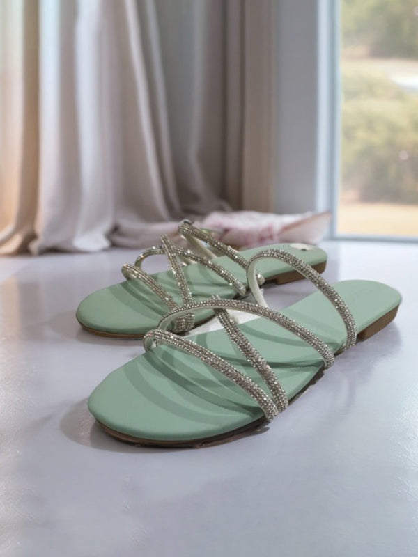 Light Green Fancy Slippers for women