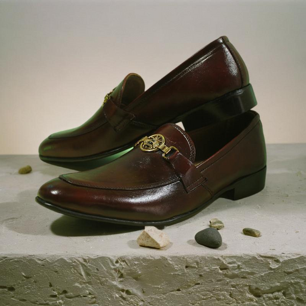 Men's Leather Shoes With Bee Buckle