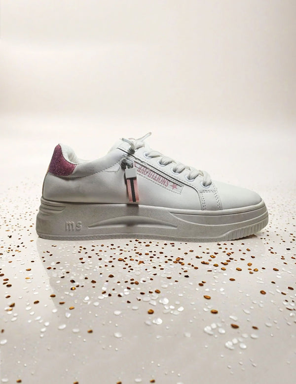 Pink White Sneakers for Men