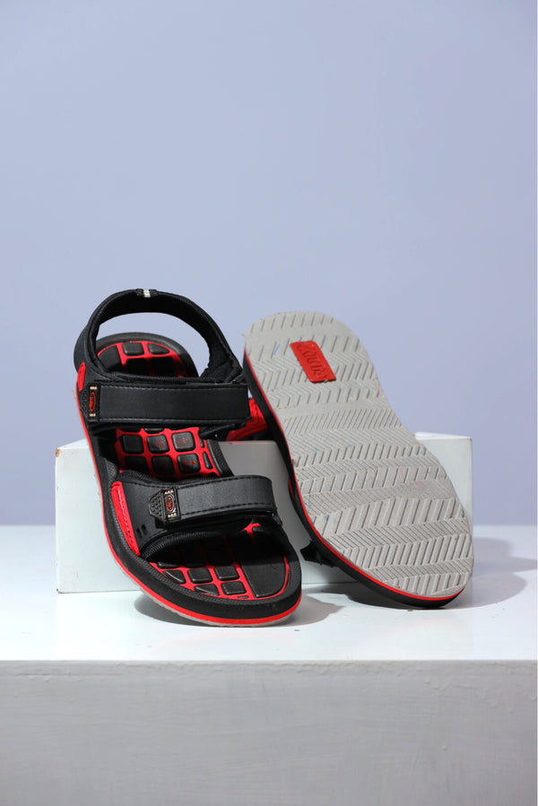 MEN SYNTHETIC BLACK & RED SANDAL