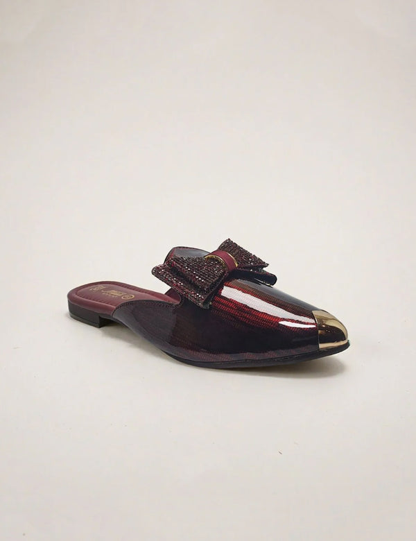 Maroon Back Open Pumps