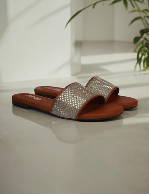 Light Brown Flat Slippers for women