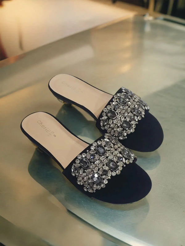 Black Fancy Slippers for women