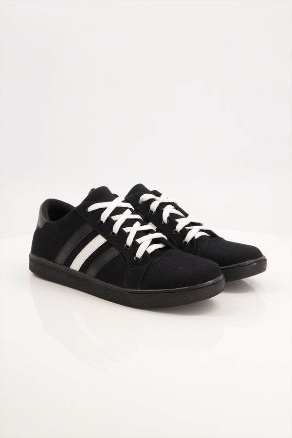 Men White Black Stripe Sneakers