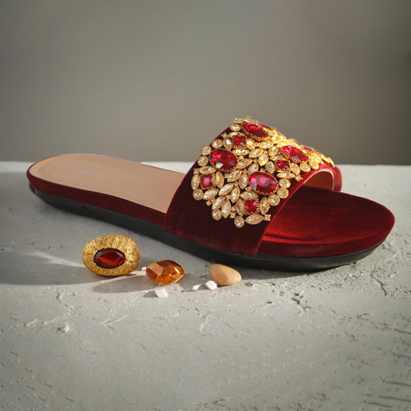 Maroon Fancy Slippers for women