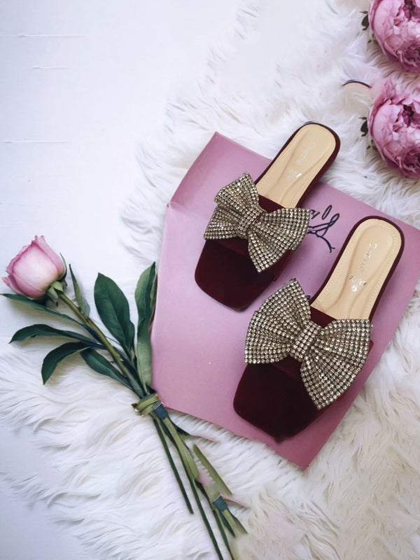 Maroon Fancy Slippers for women.