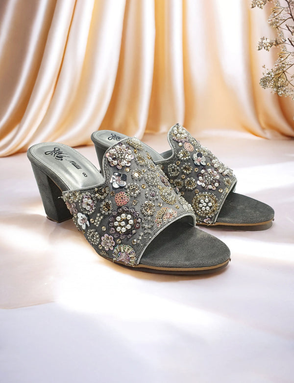 Grey | Fancy Heel Slipper for women