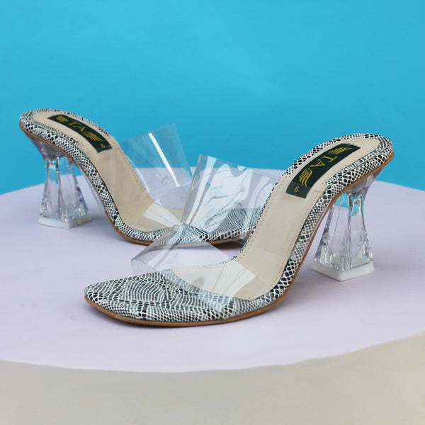 Silver Transparent Block Heel