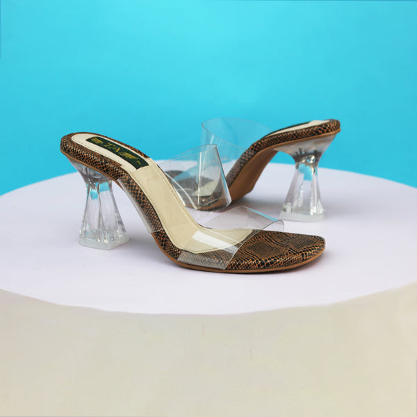 Brown Transparent Block Heel