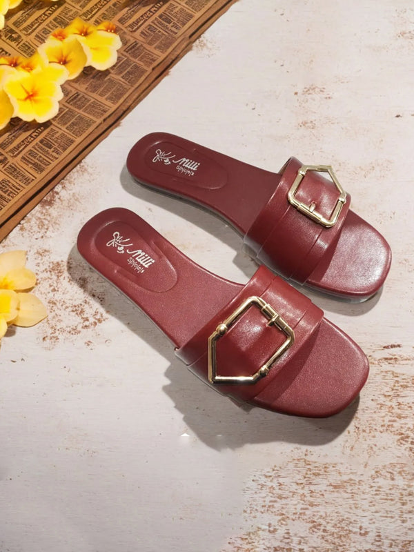 Maroon Stylish Summer Slippers