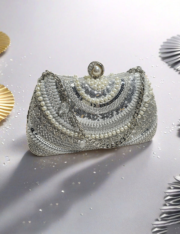 Silver Fancy Clutch