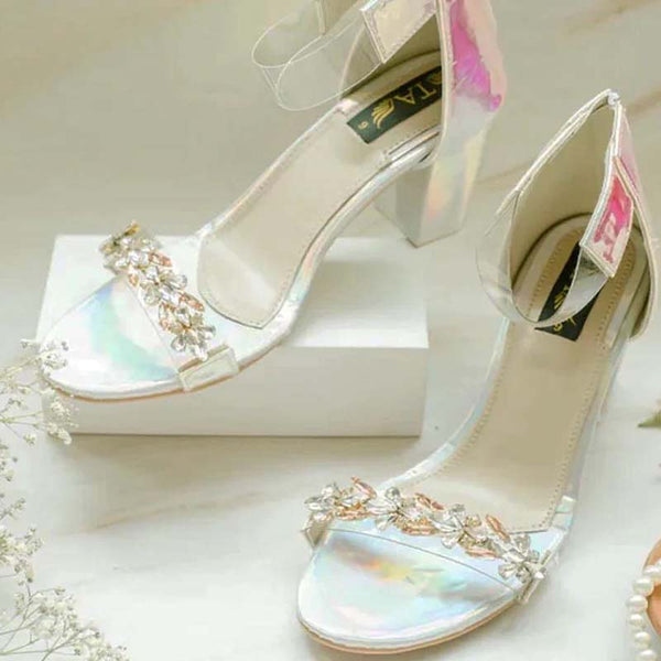 Women Silver Block Heel Sandal