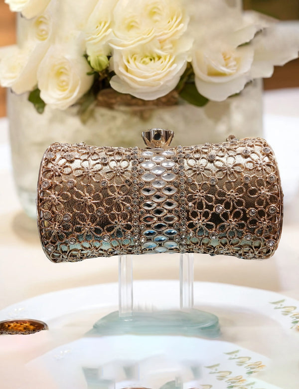 Golden| fancy clutch for bridal wear