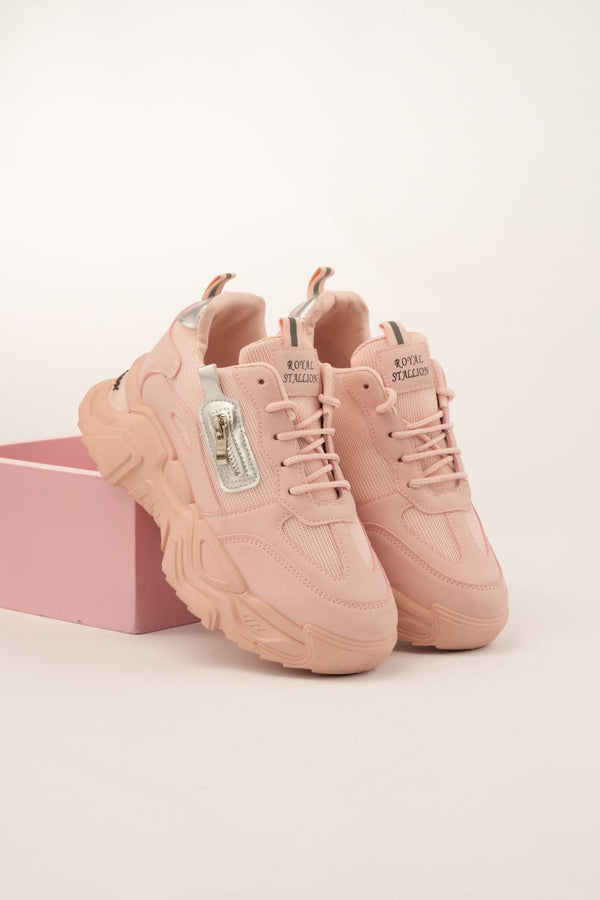 Blush Burst Chunky Sneakers - Dusty Rose