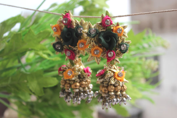 Gota Jhumka Embellished Flowers