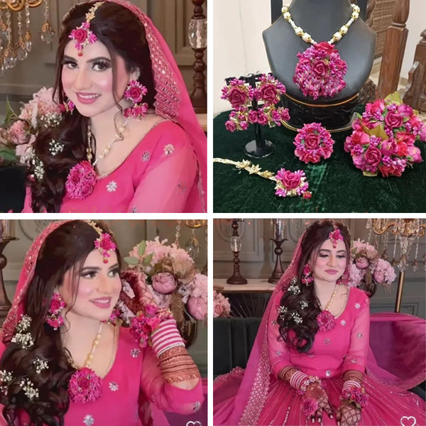 Pink Fresh flowers Set for Mehndi