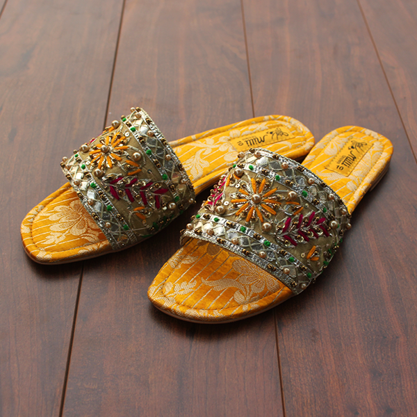 Yellow Fancy Slippers for women