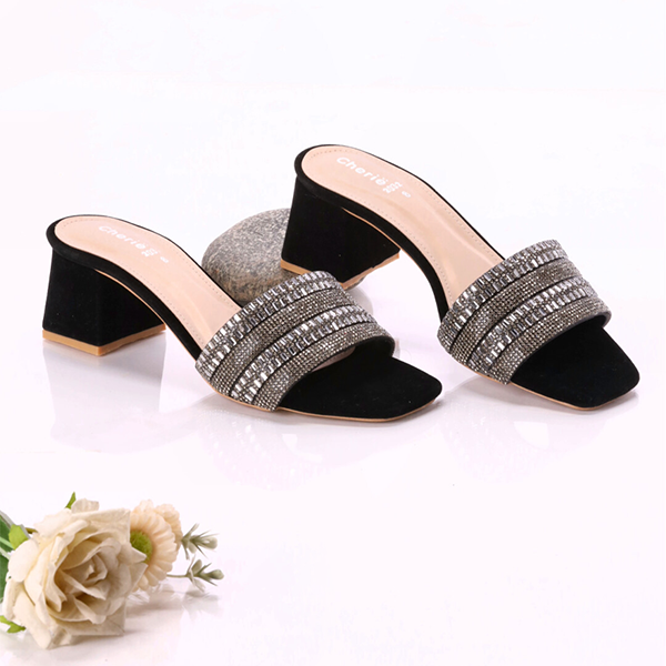 Black Heel Slippers for women