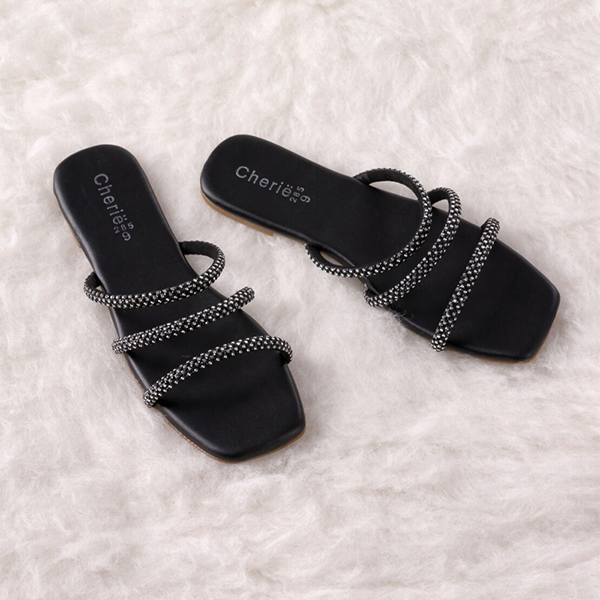 Black Fancy Slippers for women