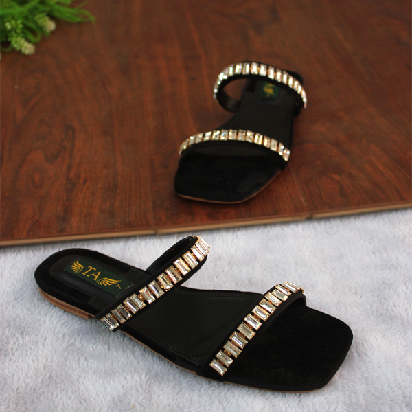 Black Fancy Slippers For Women