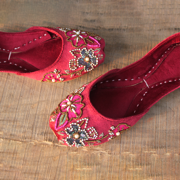 Maroon Fancy Khussa For Women