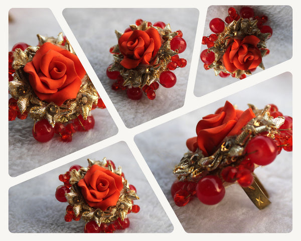 Orange Gota Ring For Mehndi