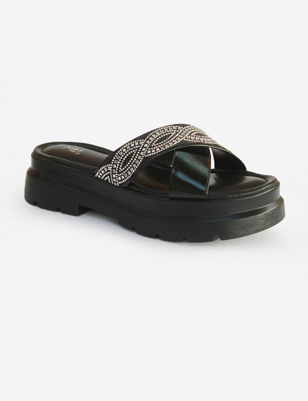 Black | Wedge Slippers for women