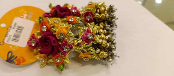 Small Gota Jhumka Embellished Flowers