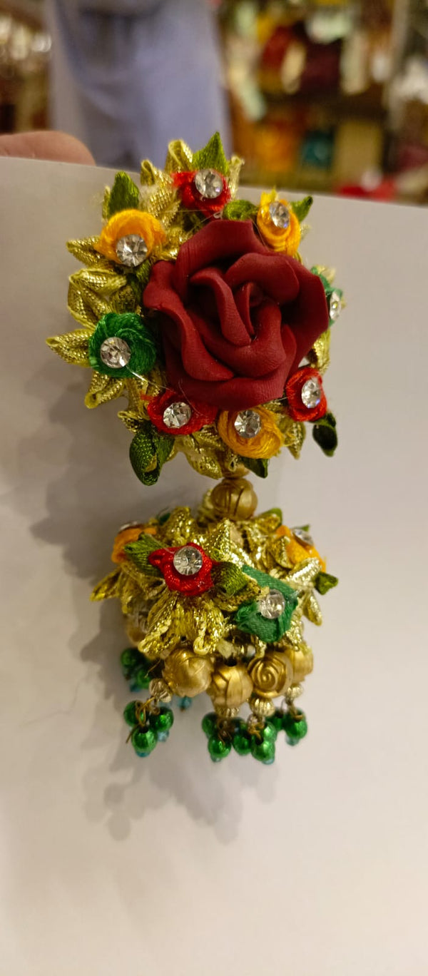 Gota Jhumka Embellished Flowers