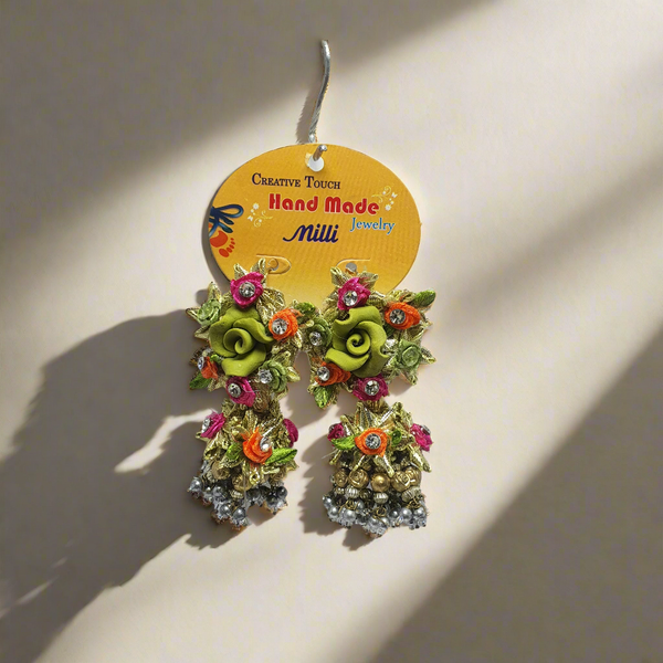 Gota Jhumka Embellished Flowers