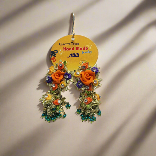Gota Jhumka Embellished Flowers