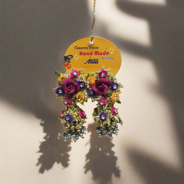 Gota Jhumka Embellished Flowers