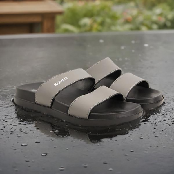 Grey Double Strap Slippers for men