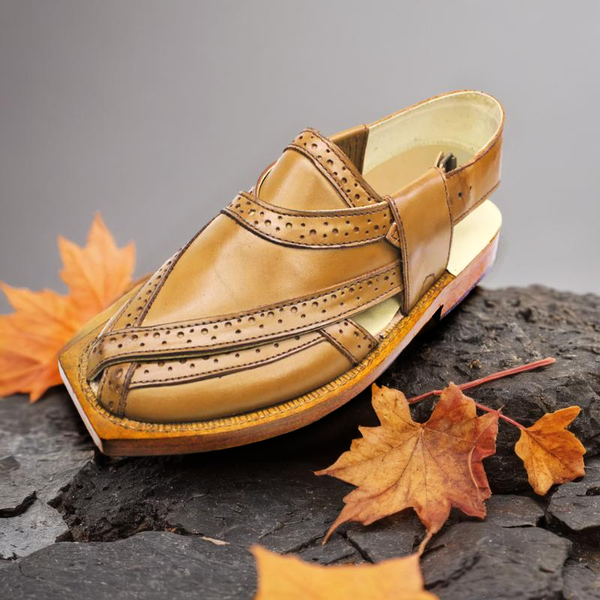 Mustard brogue Leather Peshawari