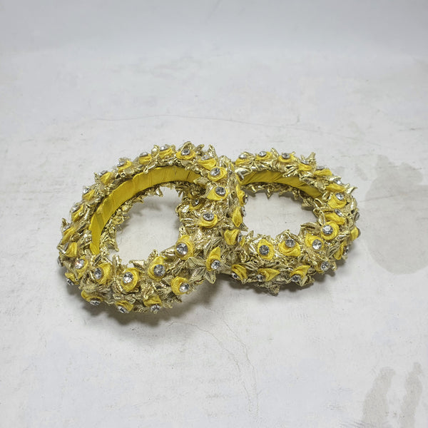 Yellow Bangles with Gota Work