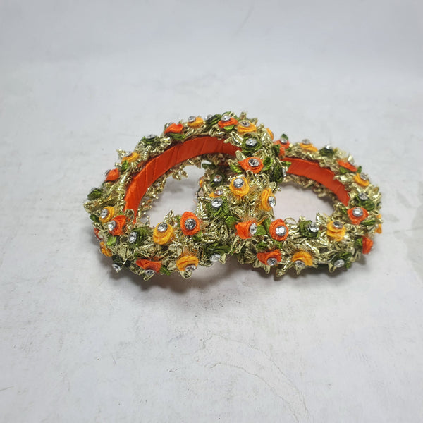 Orange Bangles with Gota Work