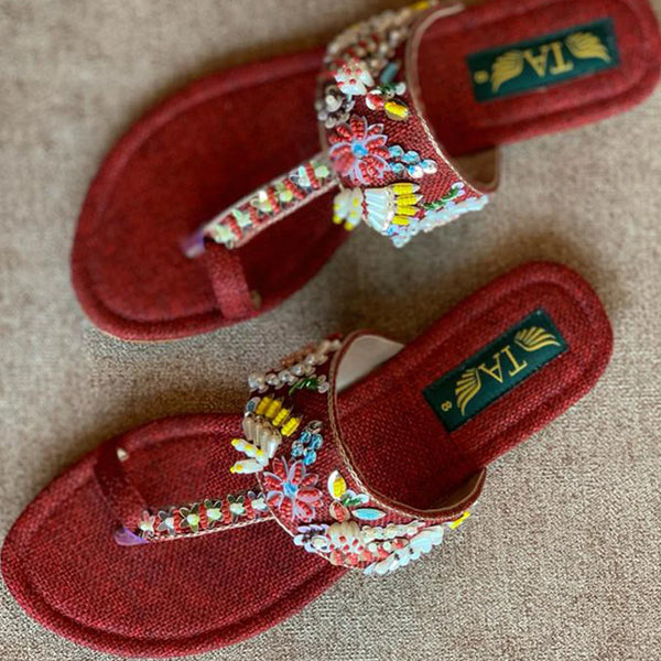 Maroon Fancy Kolhapuri Chappal