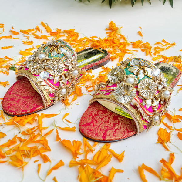 Women Slippers With Gota Work