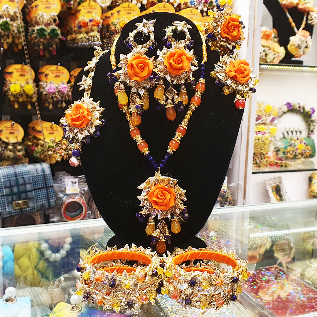 ASIAN BRIDAL ARTIFICAL Flower Jewellery Set. Mehndi Jewellery And Haldi  Jeweller £25.00 - PicClick UK