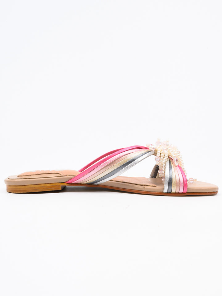 Pink-Multi Ladies Flat Slipper For Women's (6611744489495)